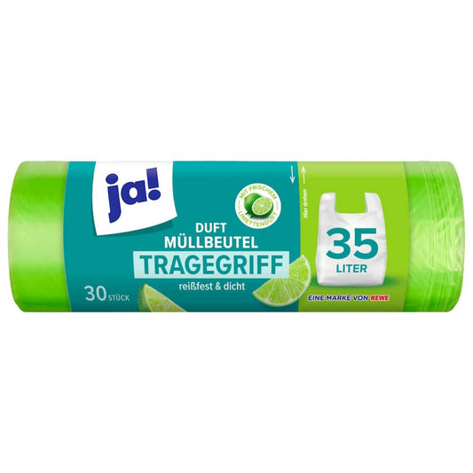 ja! Duft-Müllbeutel mit Tragegriff 35l Limette 30 Stück