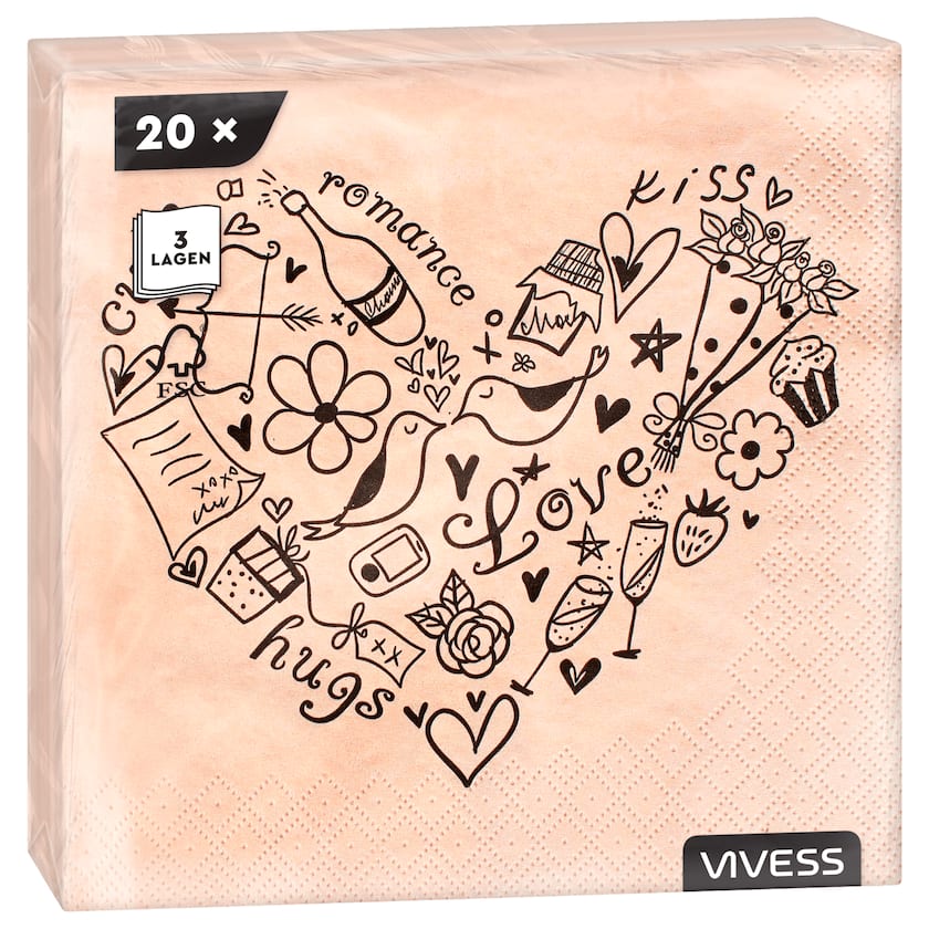 Vivess Servietten Love 20 Stück