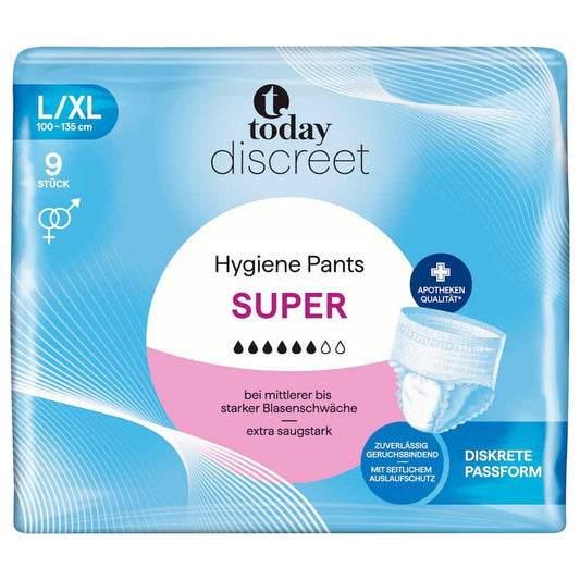 Today Discreet Hygiene Pants Super Größe L/XL 9 Stück