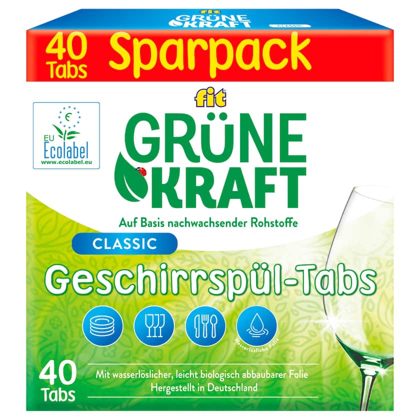 fit Grüne Kraft Geschirrspül-Tabs Classic 719g 40Tabs