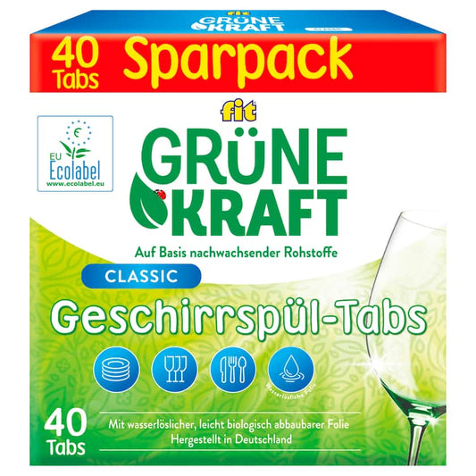 fit Grüne Kraft Geschirrspül-Tabs Classic 719g 40Tabs