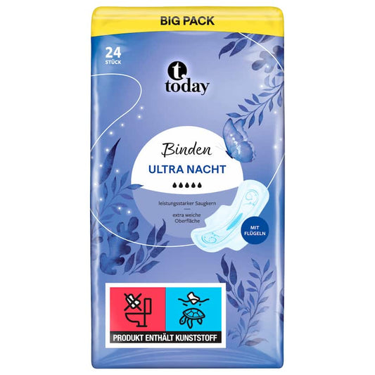 Today Binden Ultra Nacht mit Flügeln 24 Stück
