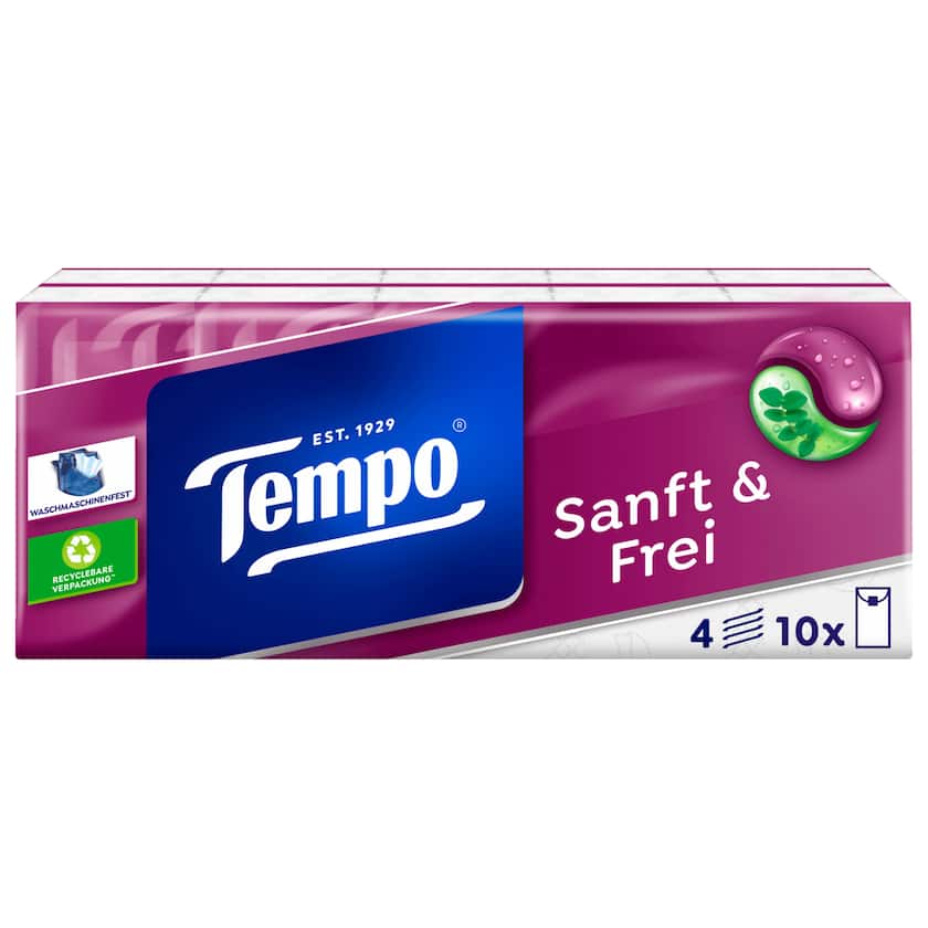 Tempo Taschentücher sanft und frei 4-lagig, 10x9 Tücher