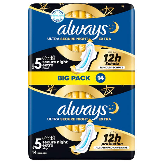 Always Ultra Damenbinden Secure Night extra mit Flügeln Gr.5 14 Stück