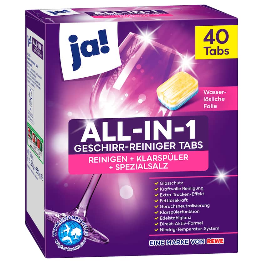 ja! Geschirr-Reiniger Tabs All-in-1 850g 40 Tabs
