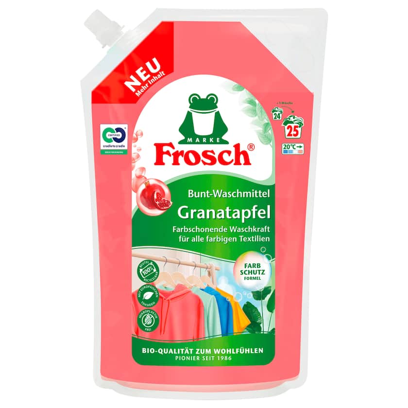 Frosch Bunt-Waschmittel Granatapfel Flüssig 1,5l 25WL