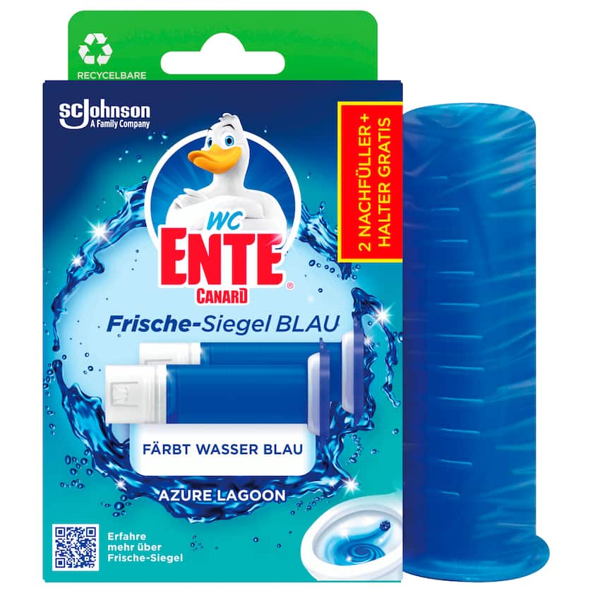 WC-Ente Frische Siegel Azure Lagoon 2 Nachfüller + Halter Gratis 36ml