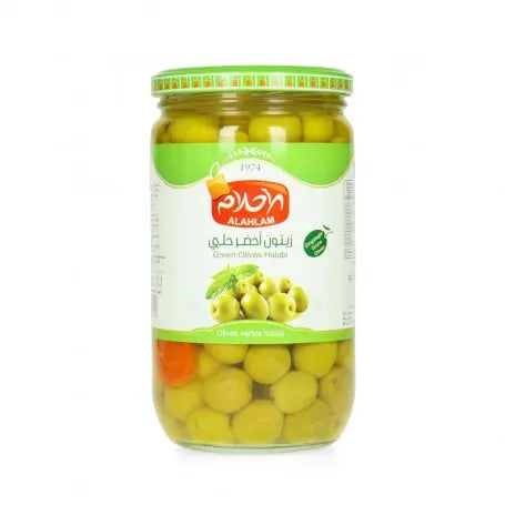 زيتون أخضر حلبي الأحلام 850/500غرام Al Ahlam