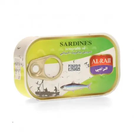 سردين بالزيت النباتي الراعي 125غرام / حلو / - Yahalla  ياهلا  ALRAII Dieses Produkt kann Spuren von anderen Fischen oder Soja enthalten. Bei bestehenden Allergien vorsichtig verwenden. Kühl und trocken lagern und vor dem angegebenen Datum verbrauchen.