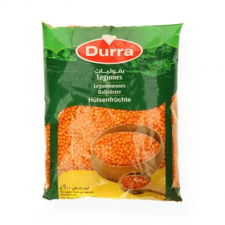 عدس أحمر درة 900غرام - Yahalla  ياهلا  Durra Vor Feuchtigkeit und Sonnenlicht schützen und kühl sowie trocken lagern. Kann Spuren von Nüssen, Gluten oder Soja enthalten. Vor dem Verzehr gut prüfen.