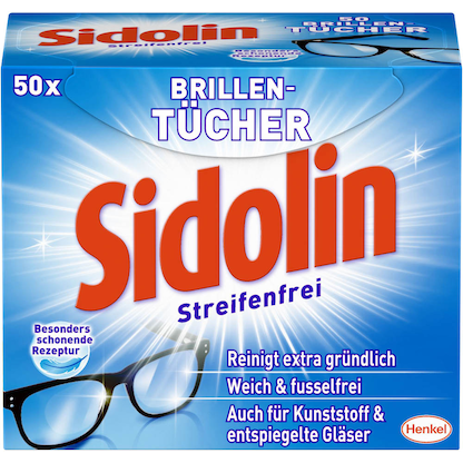 Sidolin Brillenputztücher Streifenfrei 1-lagig weiß, 50 St.