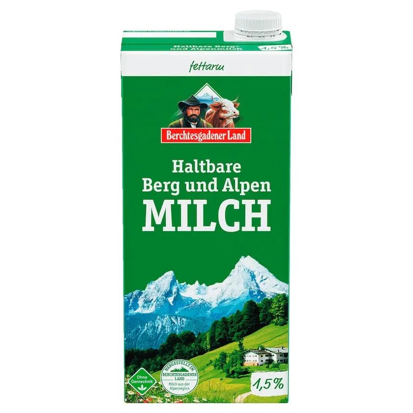Berchtesgadener Land 1,5% H-Milch 1l frisch - Yahalla ياهلا