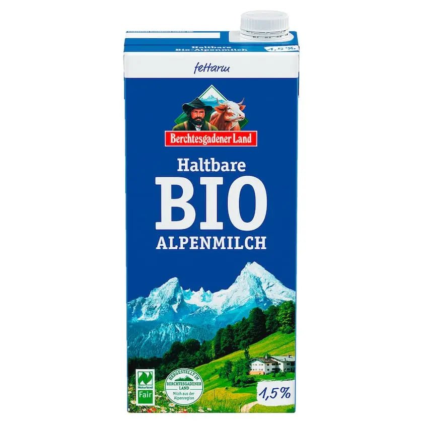 Berchtesgadener Land Bio-Alpenmilch 1,5% 1L - Yahalla ياهلا