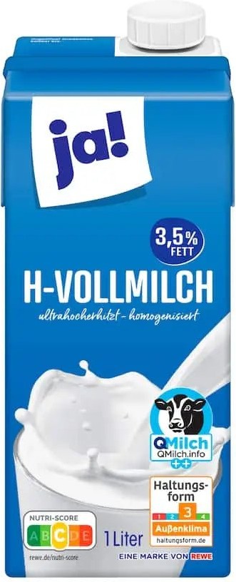 ja! Hochwertige Milch 3,5% 1 Liter Packung - Yahalla ياهلا